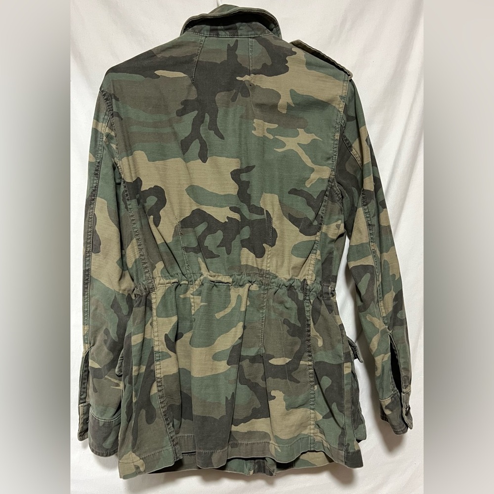Free People Camo Oversized Utility Jean Jacket Military Style Casual Outdoor - Picture 9 of 16